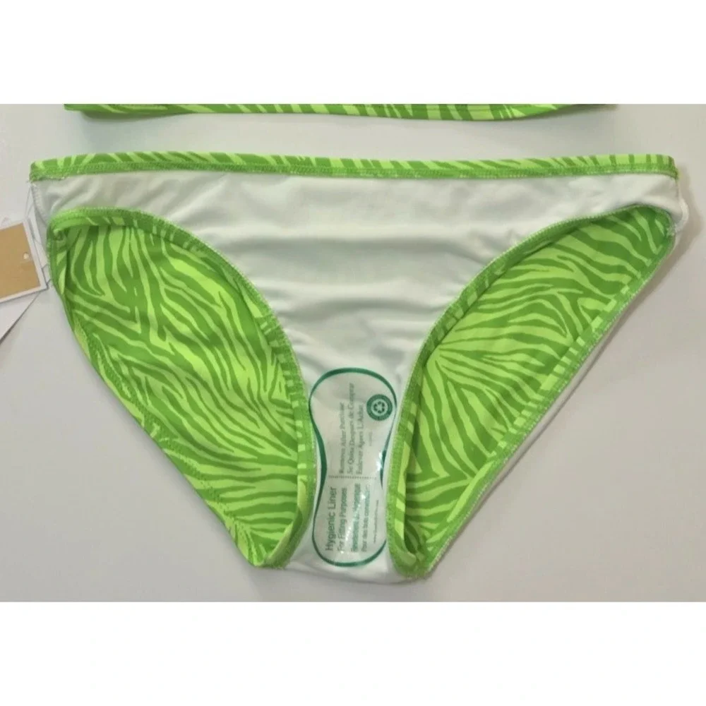 Michael Kors One Shoulder O-Ring 2 piece swimsuit Women's S Green Apple NWT‎